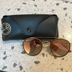 Ray-Ban round double bridge sunglasses with pinkish mirror lens